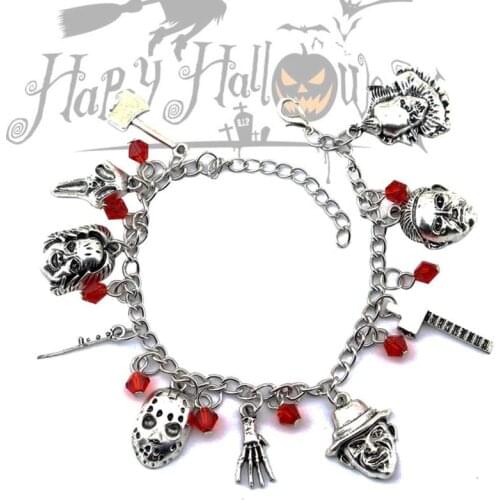 Chucky Face Bracelets Women Penny Wise Ghost Face Bracelets Halloween Creepy Horror Movie Charm Bracelet Gift