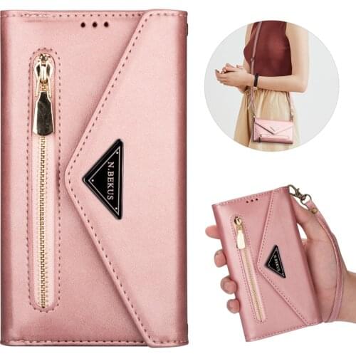 Zipper Wallet Case for Huawei P40 Pro Nova 7i 2i Honor 30 Pro P30 Mate 20 Pro Crossbody PU Leather Shell Phone Bag Case Cover
