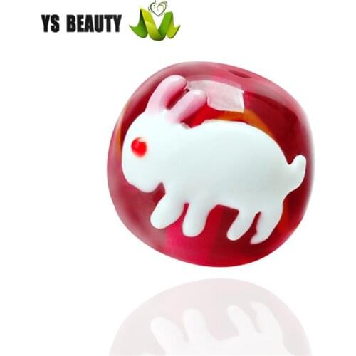 Hand-painted moon rabbit colored glass beads lamp workers fired small animal beads Christmas series cartoon bead string jewelry