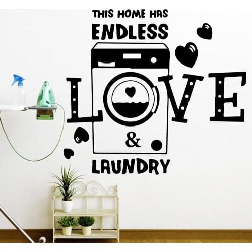 This Home Has Endless Love And Laundry Heart Wall Sticker Washroom Laudry Family Love Quote Wall Decal Vinyl Home Decor