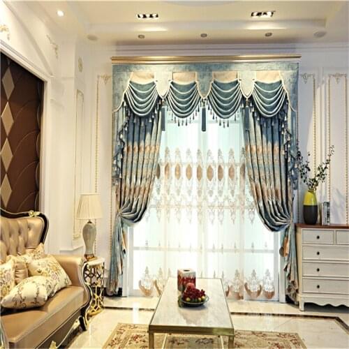 European and American green luxury villa embroidered blackout curtains for living room bedrooms with high-quality curtains