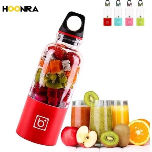 HOONRA 500ML Mini Portable Electric Fruit Juicer USB Bottle Juicer Rechargeable Orange Lemon Juicer Bottle Fruit Tools