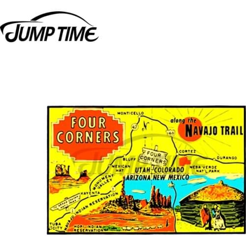 JumpTime 13 x 4.8cm Four Corners Monument Vintage Travel Decal Vinyl Car Sticker Motorcycle Body for Car Personality VAN Decor