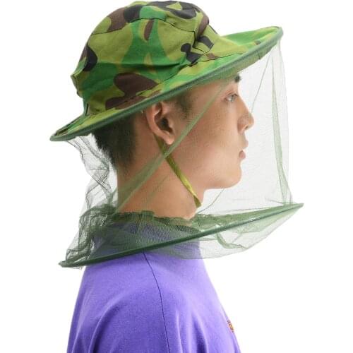 Camouflage Fishing Hat Beekeeping Insects Mosquito Net Prevention Cap Mesh Fishing Cap Outdoor Neck Head Cover Protector