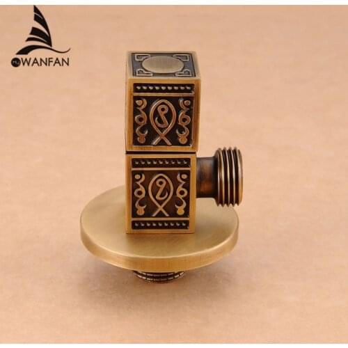 Faucet Replacement Parts 1/2" x 1/2" Antique Brass Bathroom Angle Stop Valve Toilet Triangle Filling Valve Water Saving HJ-0317F