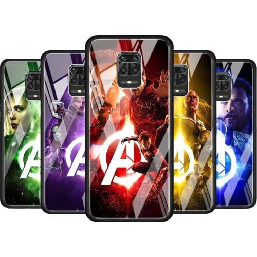 Marvel hero colorful for Xiaomi Redmi Note 10 Pro Max 10S 9T 9S 9 8T 8 7 Pro 5G Luxury Tempered Glass Phone Case Cover