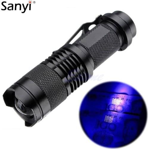 Zoomable LED UV Flashlight SK68 Violet Light 1200LM Adjustable Focus 3 Modes Light Lamp Used By AA Or 14500 Battery