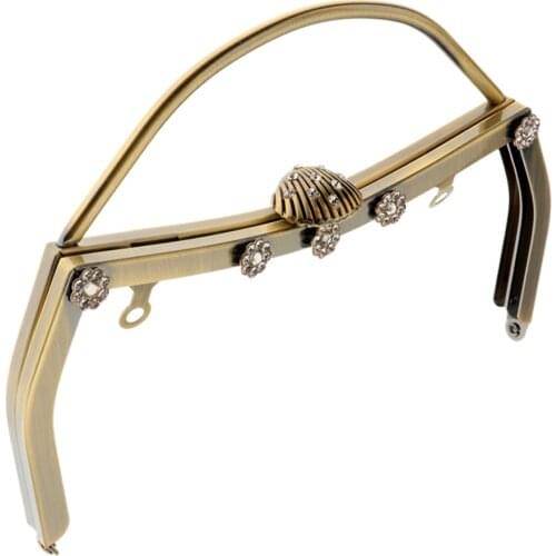 Metal Frame Kiss Clasp Square For Purse Bag Bronze Gold Crystal 18cm/7inch