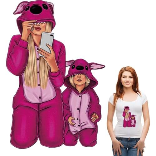 Girl Parches Cute Mom Girl Hot Tear Thermal Transfer T-Shirt Dresses Diy New Design Applique On Clothes Over Powder Sticker