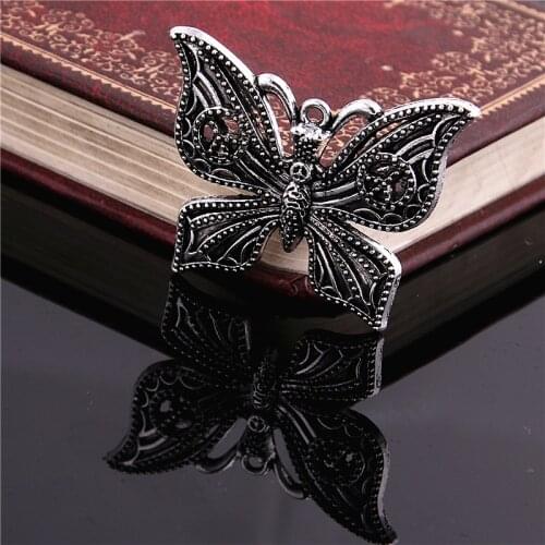 Sweet Bell Free Shipping 15pcs 29*37MM Antique Alloy peace Butterfly Charms Pendant Jewelry Findings 3B369