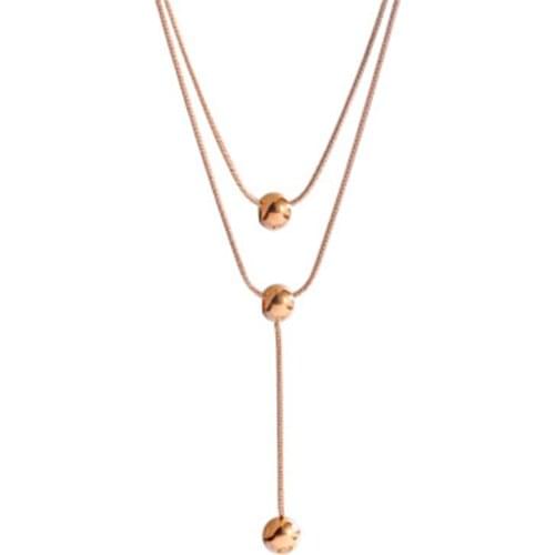 Fashion new double layer Doudou Necklace womens net red clavicle chain Korean style elegant high quality Necklace