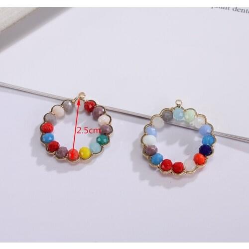 6pcs/lots Trendy Crystal Seedbeads Hand Woven Geometric Pendants Charms For Women Dangle Earrings Diy Jewelry Making Accessories