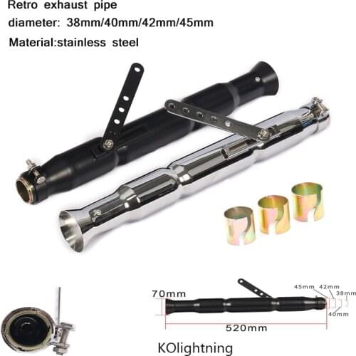 Moto-modified Retro Exhaust Muffler Pipe for 38mm 40mm 42mm 45mm Motorcycle Stainless Steel Silencer System