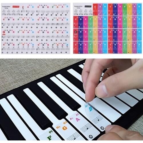 Transparent Cute Piano KeyBoard Sticker Piano Stave Note Sticker for 61/88 Key Electronic Pianos