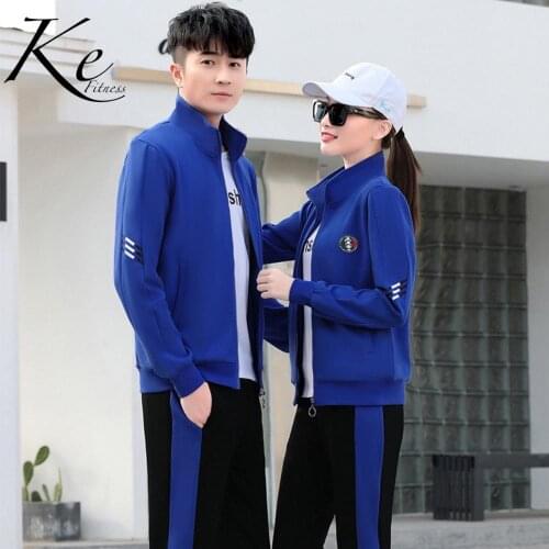 KE new 2021 couple casual blue sportswear sport suit school tracksuit three-piece woman man unisex big size plus extra 4XL
