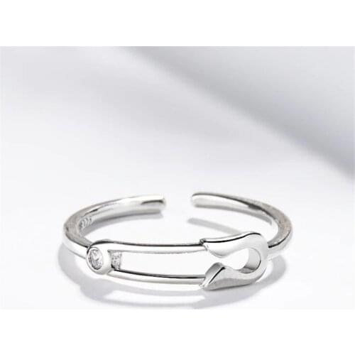 New Simple Temperament Creative Single Crystal Pin 925 Sterling Silver Jewelry Not Allergic Personality Opening Rings SR538