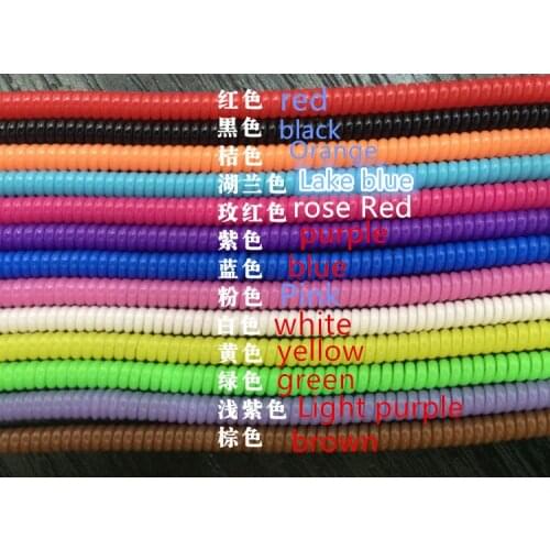 Solid Color 100pcs/lot TPU spiral USB Charger cable cord protector wrap cable winder for charging cables organizer, Length 50cm