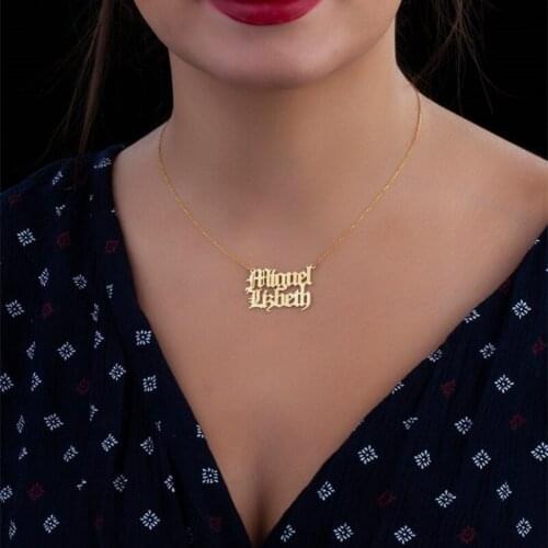 Custom Double Name Necklace for Women Stainless Steel Jewelry Couple Collar Collares Para Mujer Personalized Mothers Day Gift