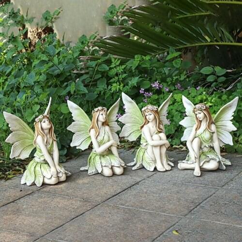 Resin Fairy Statue Girl Landscape Figurine for Gift Outdoor Villa Yard Accessory Garden Decoration Festival Gift Home Figurines