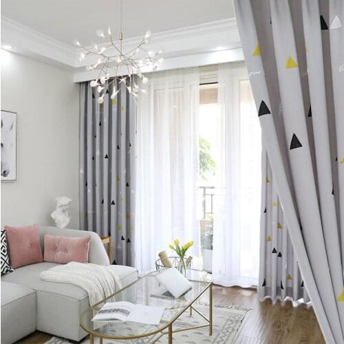 Modern Simple Velvet Hemp Geometry Towel Embroidery Curtains for Living Room for Bedroom Balcony Shade Curtains Tulle Custom