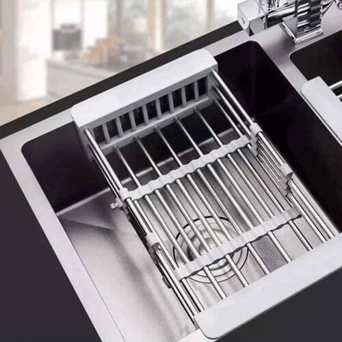 Stainless Steel Dish Drying Rack Adjustable Telescopic Filter Basket Kitchen Sink Organizer Drainage Rack Kitchen Tool Suppl
