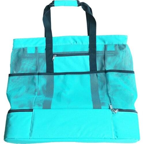 Large Size 30L Single Shoulder Bag Portable Double Layer Mesh Ice Pack Beach Camping Lunch Picnic Bag Drop Shipping