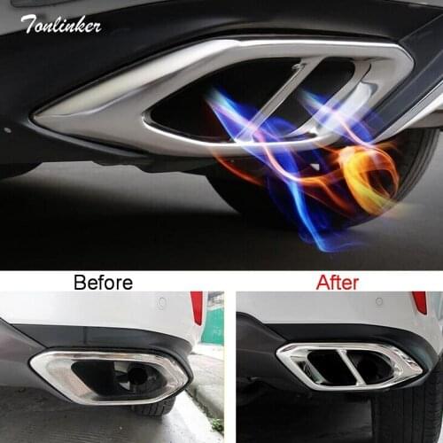 Tonlinker Cover case Stickers For LEXUS 2016 RX200t car styling 2 pcs stainless steel upgrade double variable 2-4 Tail throat