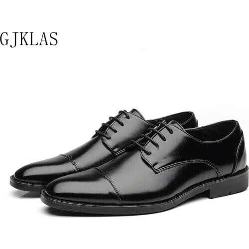 Big Size 48 Mens Dress Shoes Man Oxford Formal Leather Shoe Lace Up Blue Black Business Leather Shoes Men Classic High Quality