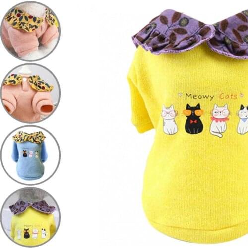 Comfortable Nice-looking Puppy Woolen Yarn Shirt Clothes Skin-friendly Dog Sweatshirt Four Cats Pattern Pet Supplies