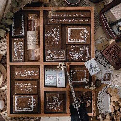 Vintage Flowers Postmark Butterfly Background decoration stamp wooden rubber stamps scrapbooking stationery DIY craft standard