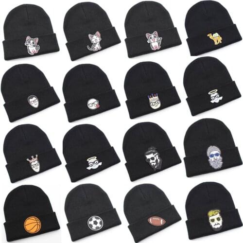 Men Women Knitted Hat Cat Rugby Cartoon Beanie Skullcap Cap Cuff Brimless Retro Unisex HipHop Elastic Warm Winter Ski Beanie Hat