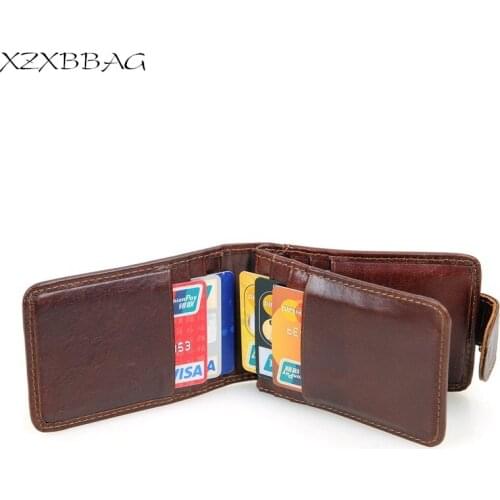 XZXBBAG Men Genuine Leather Card Case Male Business Credit Card Holder Bag Vintage Hasp Card Pocket Mask Pack Credential Bags