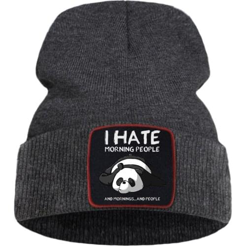 Funny Little Panda Cartoon Prints Mens Knitted Hats Outdoor Warm Fashion Ski Hat Winter Women Cotoon Hip Hop Beanies For Women