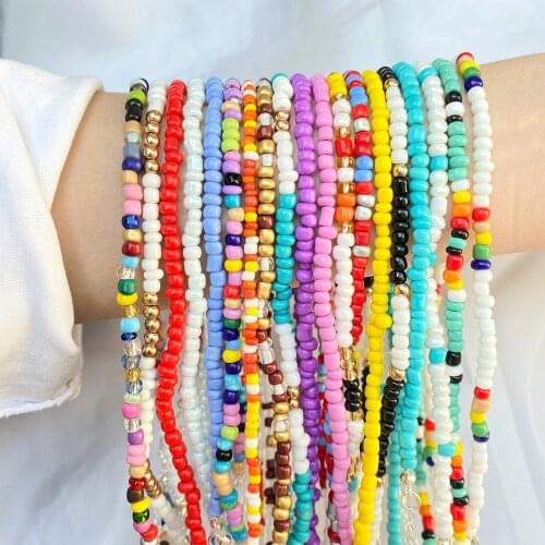 VKME Simple Seed Strand Beads Necklace For Women String Beaded Short Womens Choker Necklaces Jewelry Chokers Necklace Gift 1pc