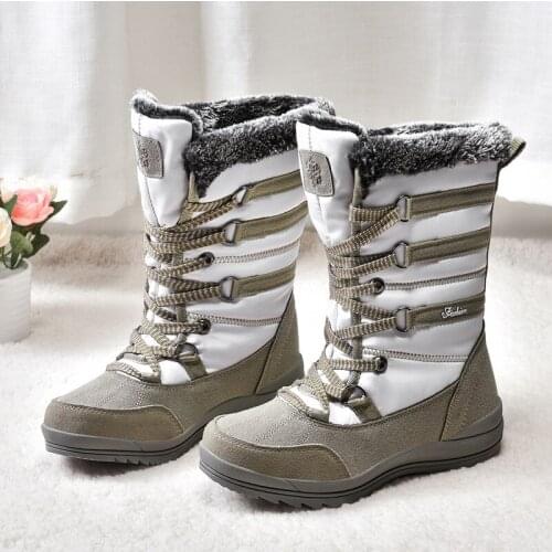 Winter Snow Boots Warm Plush Women Boot High Quality Keep Warm Mid-Calf Shoes Ladies Grey Boots Botas De Neve De Inverno