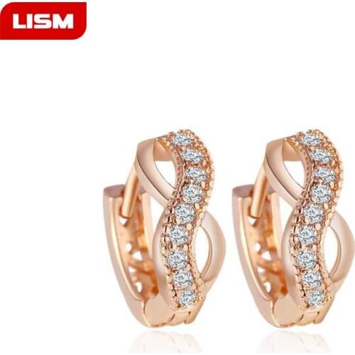 1 pair Trendy Girls Huggie Small Hoop Earrings Shining Crystal Twiste Charming Ear Earrings Stud Thin Hoops Ear Piercing Cuff