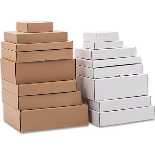 10Pcs 4 Sizes White Paper Box 3 Layer Corrugated Box Brown Kraft Gift Box Wallet Underwear Packaging Boxes Thicken Box Mailer