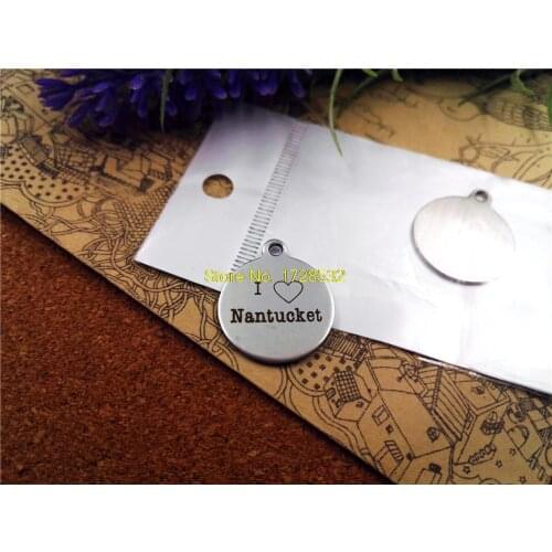 10pcs-stainless steel Charms "I love nantucket" DIY Charms Pendants for necklace/bracelet/keychain DIY jewelry