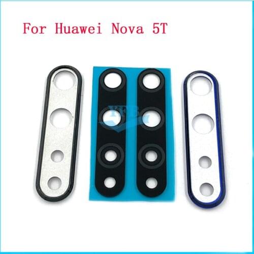 10pcs Back Rear Camera ring Lens Glass Cover With Frame Holder For Huawei Nova 5T Replacement Parts