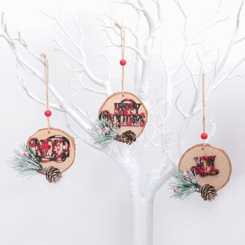 2020 Christmas Wooden Pinecone Pendant Three Pack Home Decoration Items