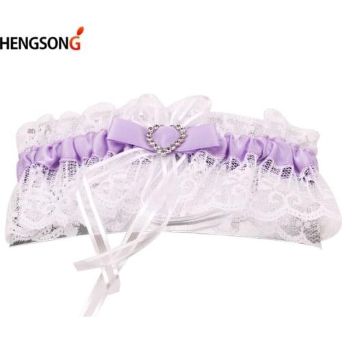2021 Elegant Women Lace Mesh Bowknot Belt Sexy Suspender Rhinestone Lace Garter For Bride Party Wedding Leg Rings