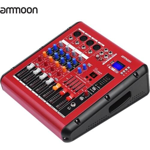 Ammoon PMR606 6-Channel Digital Audio Mixer Mixing Console with Power Amplifier Function for Recording DJ Stage Karaoke