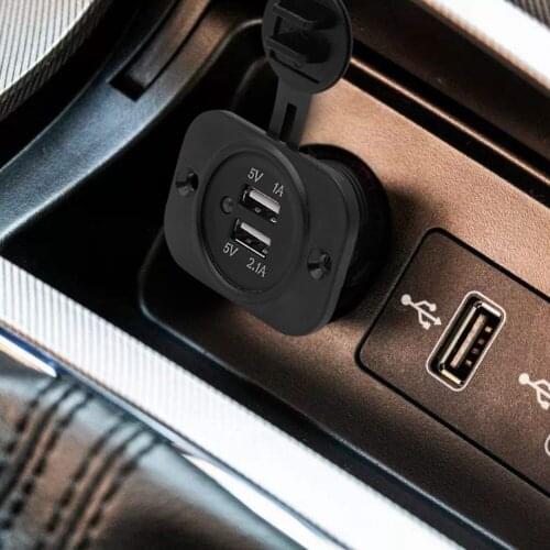 2.1A 1A Car Charger Socket Dual USB Power Outlet with Indicator for Boat Marine Escondite Secreto Portable Car Accessories
