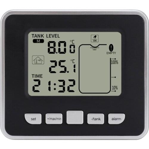 Brand Ultrasonic Water Tank Liquid Level Meter With Temperature Sensor Digital Water Level Monitor Time Display Indicator Alarm