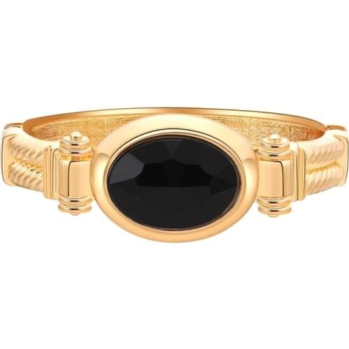ORNAPEADIA New Metal with Resin Retro Bracelet for Women Female Fashion Geometric Gold-plated Spring Buckle Luxury Jewelry