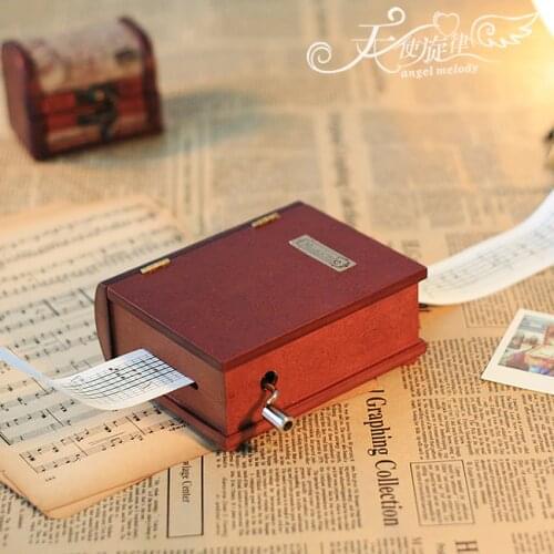 Hand crank paper tape music box books wooden hand-cranked paper tape diy music box birthday gift