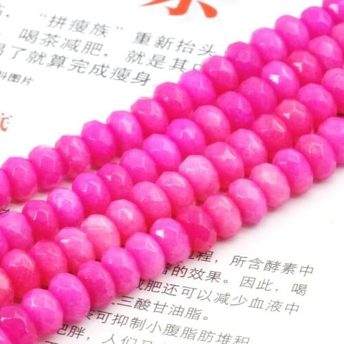 New 5x8mm Rose red chalcedony faceted abacus shape loose beads 15" jewelry beads DIY jewelry making wholesale
