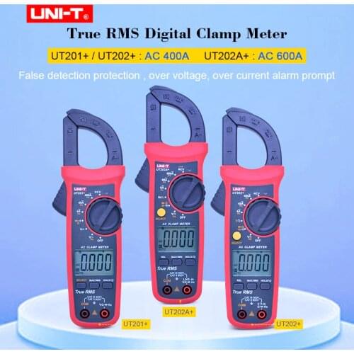 UNI-T Digital Clamp Meter True RMS UT201+ UT202+ UT202A+ AC DC 400-600A Clamp Multimeter Auto Range false detection protection