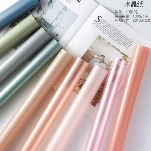 20pcs/lot Color Crystal Cellophane Paper Transparent Waterproof Flower Wrapping Paper Bouquet Handmade Packaging Materials