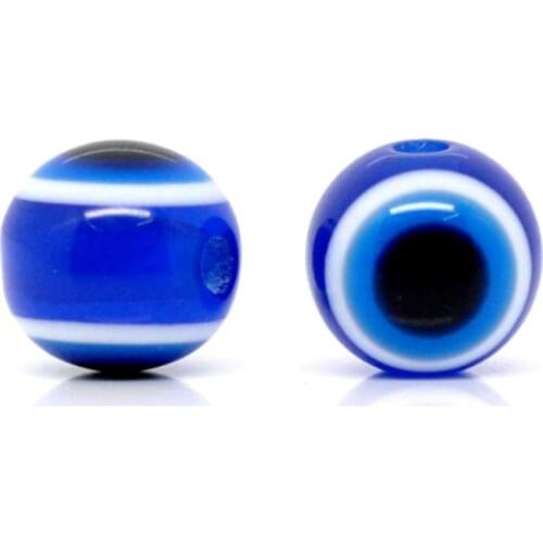 DoreenBeads Resin Bubblegum Round Spacer Beads Ball Deep Blue Eye Stripe Pattern DIY Making Jewelry Gifts About 10mm Dia,100 PCs